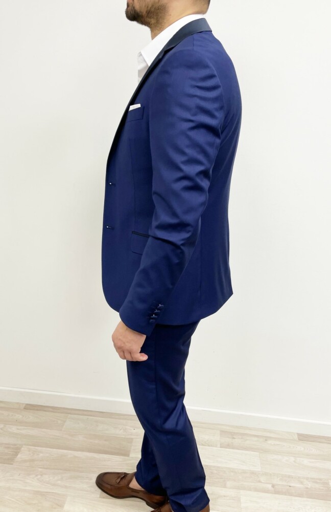 Chemise homme clearance bleu roi satin