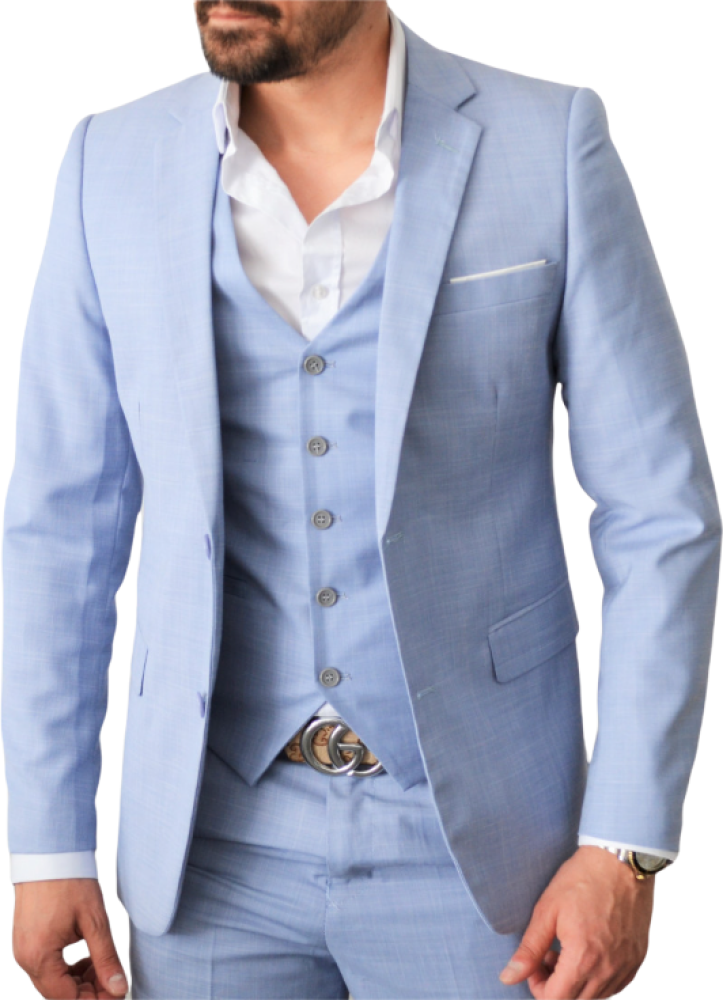 Costume bleu slim effet lin