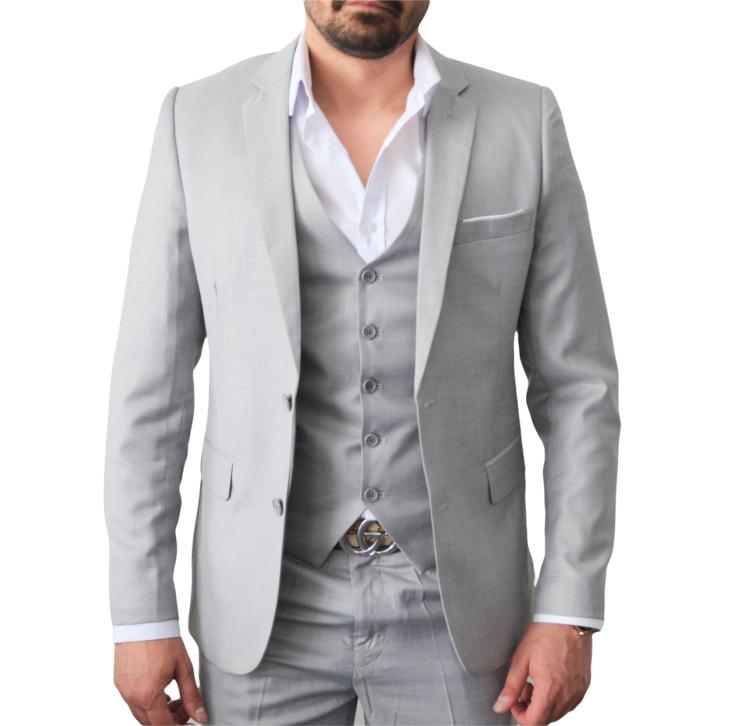 Costume gris slim avec gilet