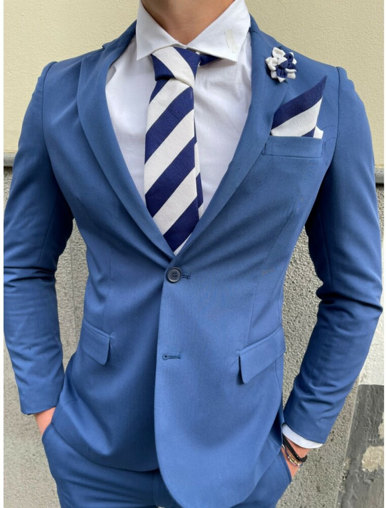 Costume homme bleu canard modèle Luciano