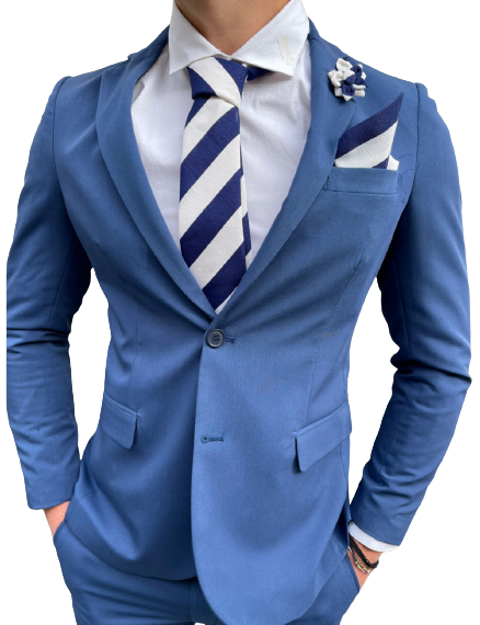 Costume homme bleu canard modèle Luciano
