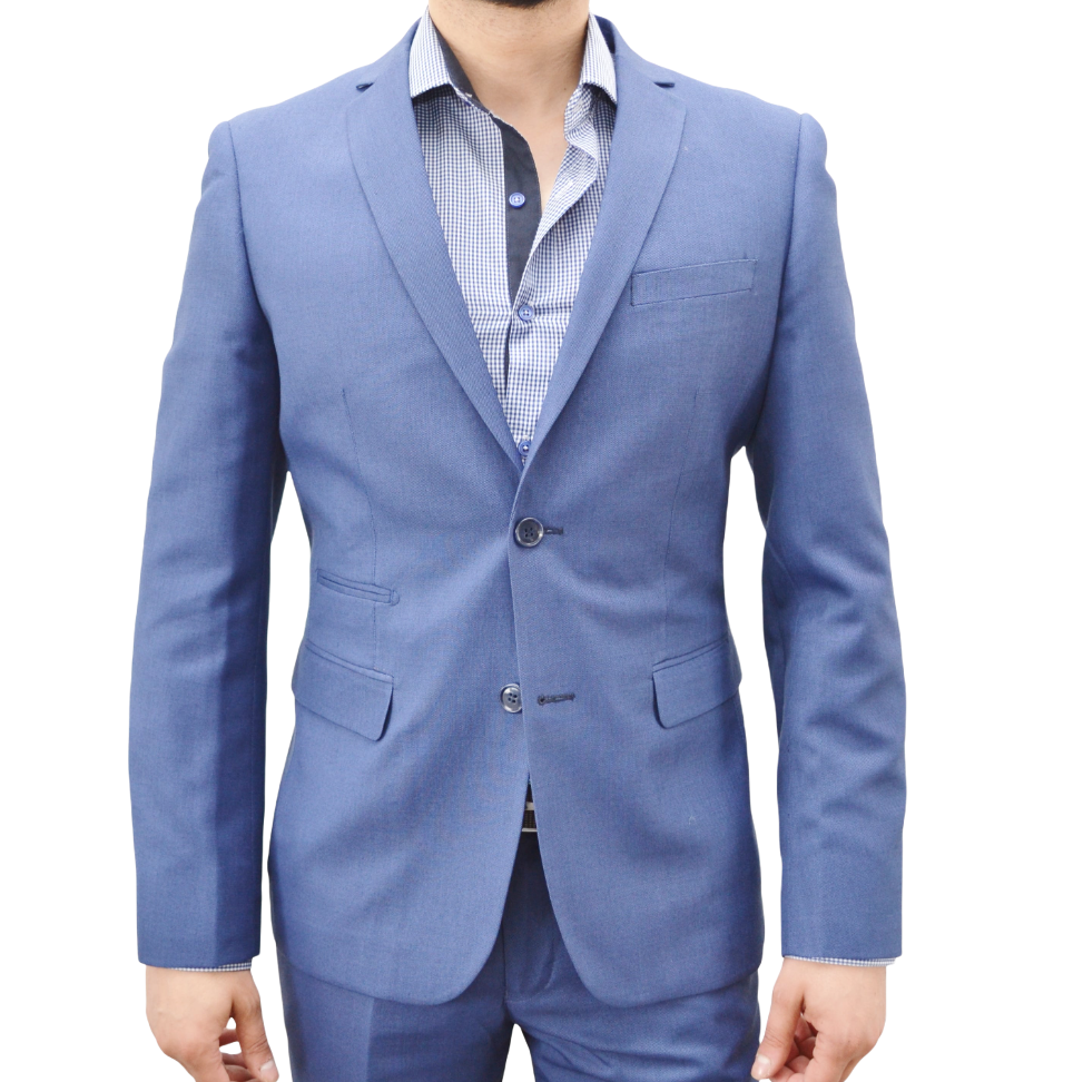 Veste de Costume Blazer Cintré pour Homme Bleu Ciel 1 Bouton