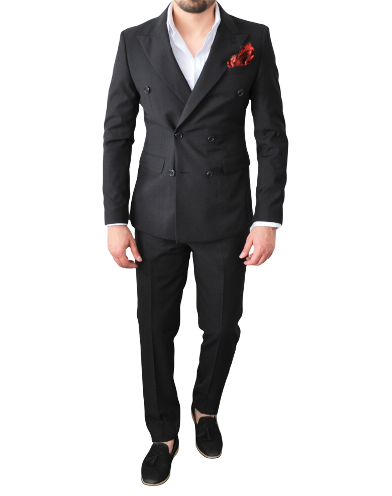 Costume homme croisé noir slim