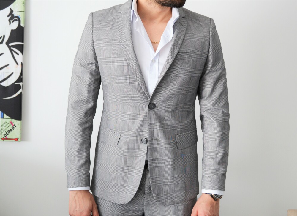 Costume homme gris tartan