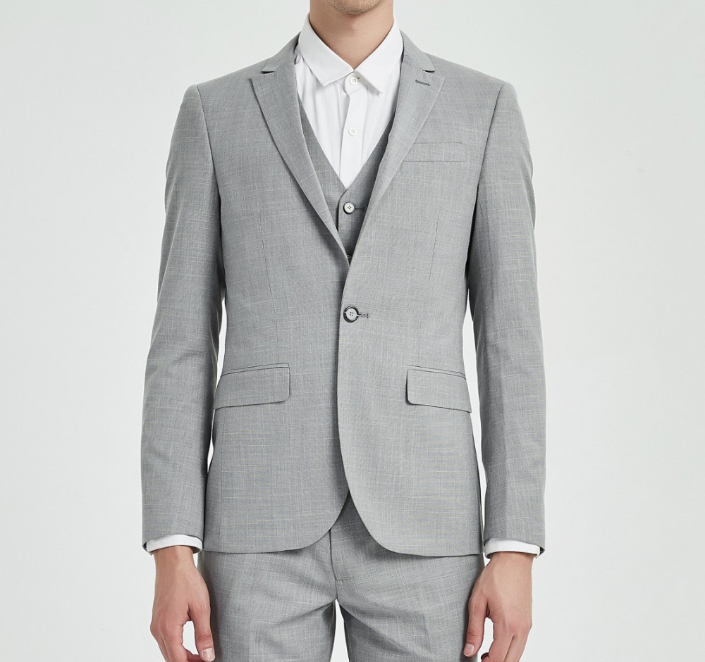 costume homme gris clair slim 3 pièces avec gilet