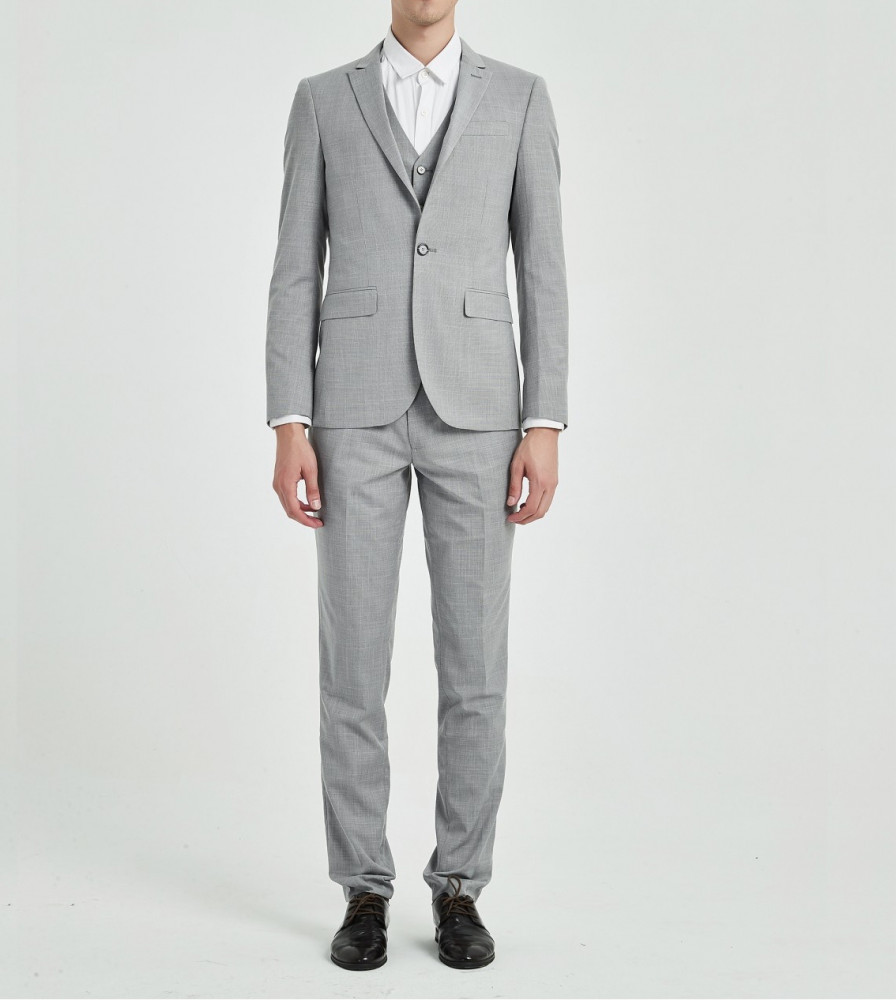 costume homme gris clair slim 3 pièces avec gilet