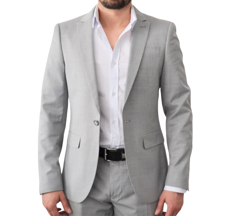 Costume homme gris clair effet lin