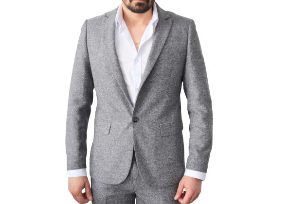 Costume homme gris effet chevron slim