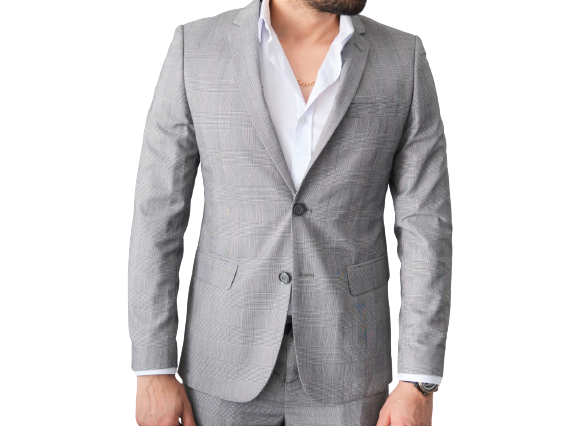 Costume homme gris tartan