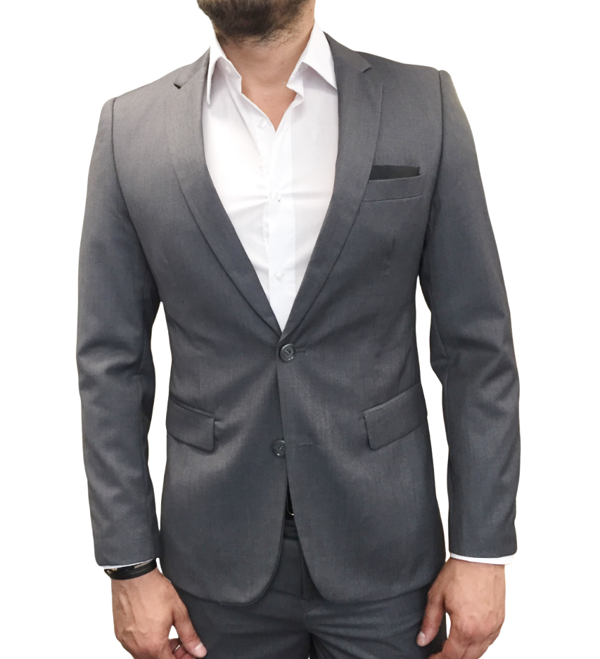 Costume homme gris uni cintré modèle Luciano