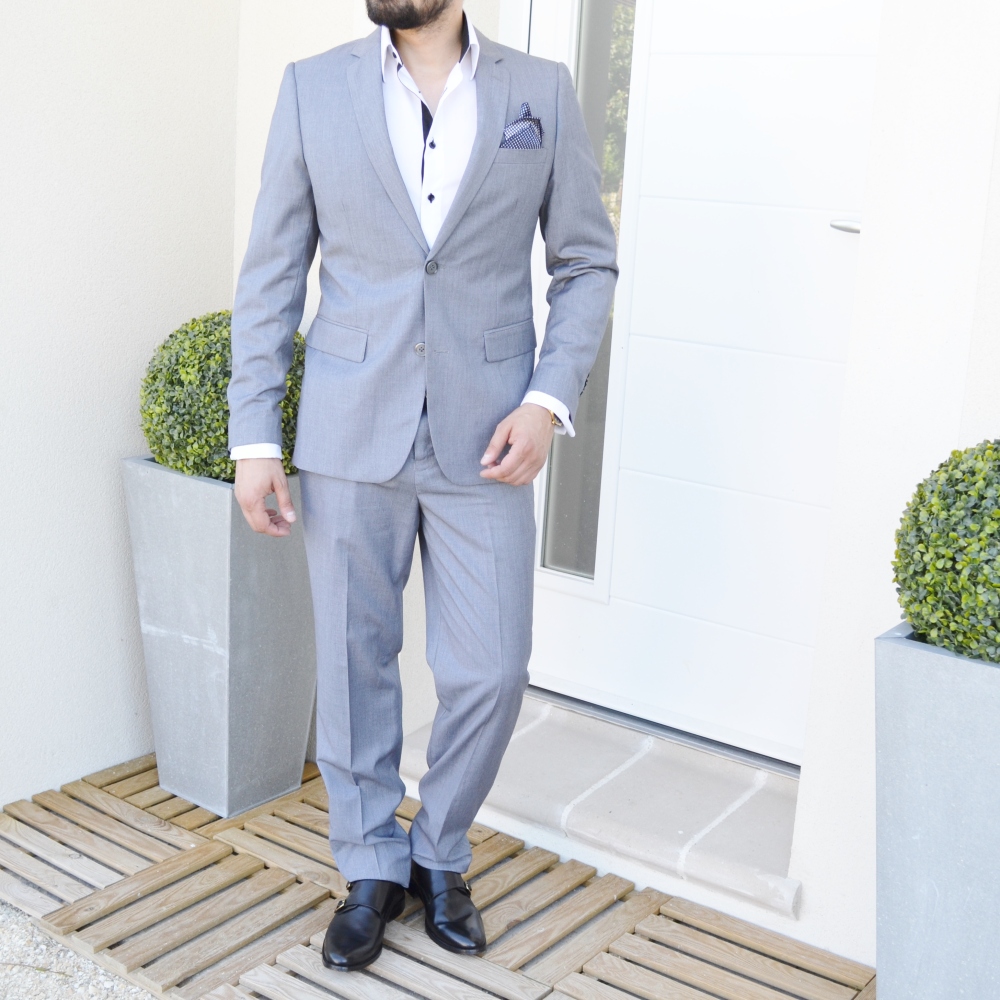 Costume homme gris clair style chic modèle Luciano