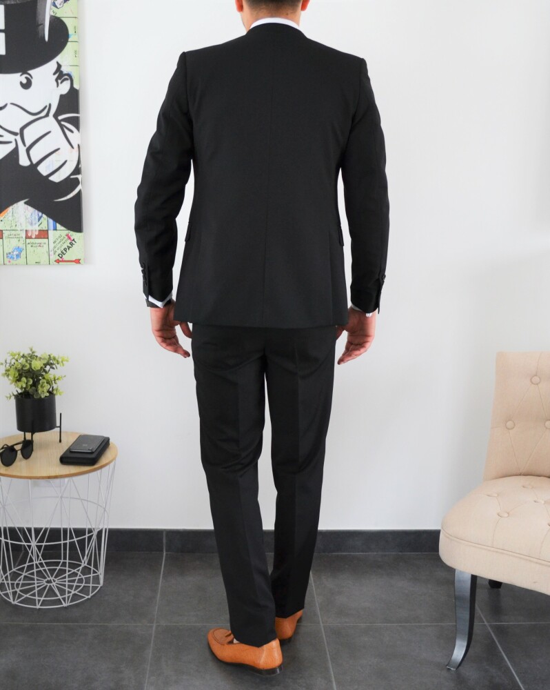 Costume homme noir uni 2 boutons modèle LUCIANO