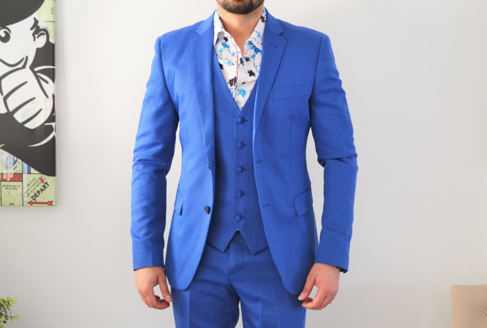 manteau homme bleu electrique