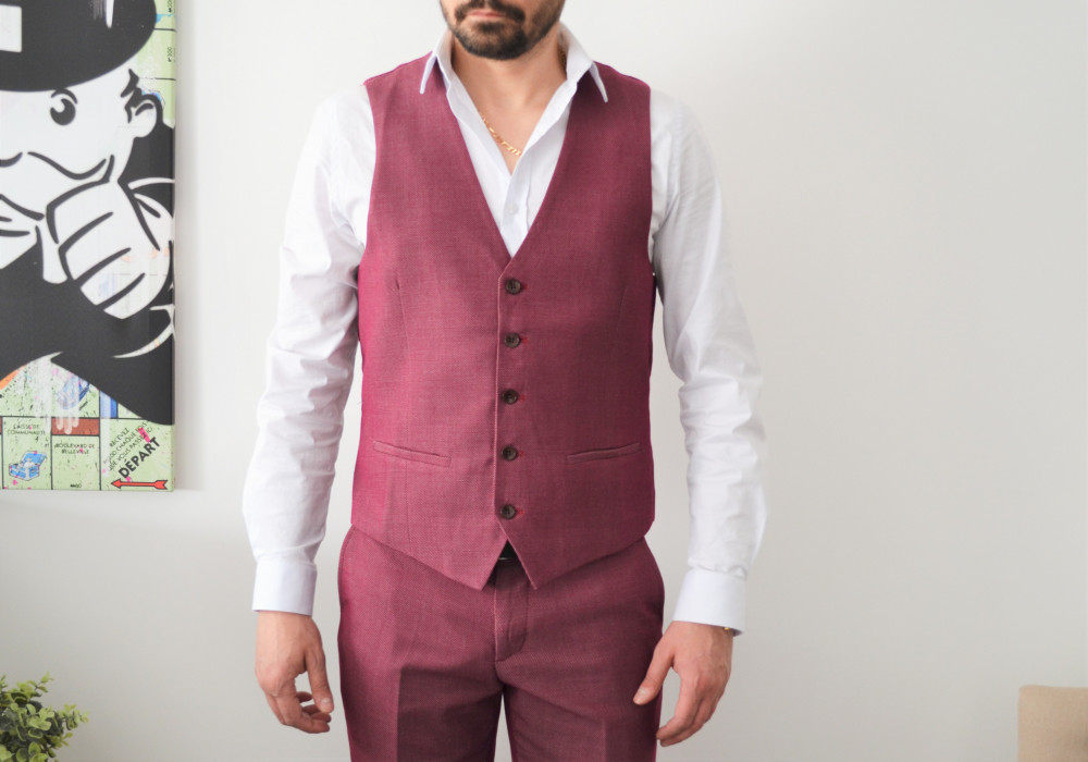 Costume homme slim bordeaux 3 pièces