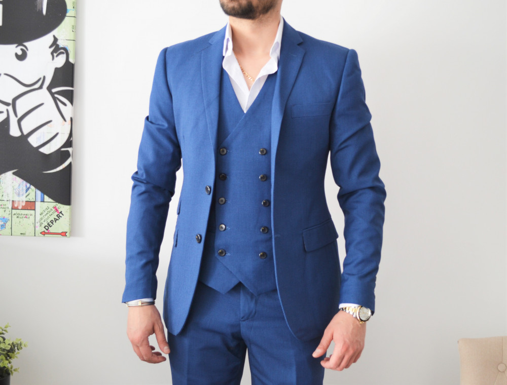 gilet costume bleu roi