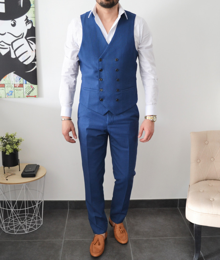 gilet homme bleu roi