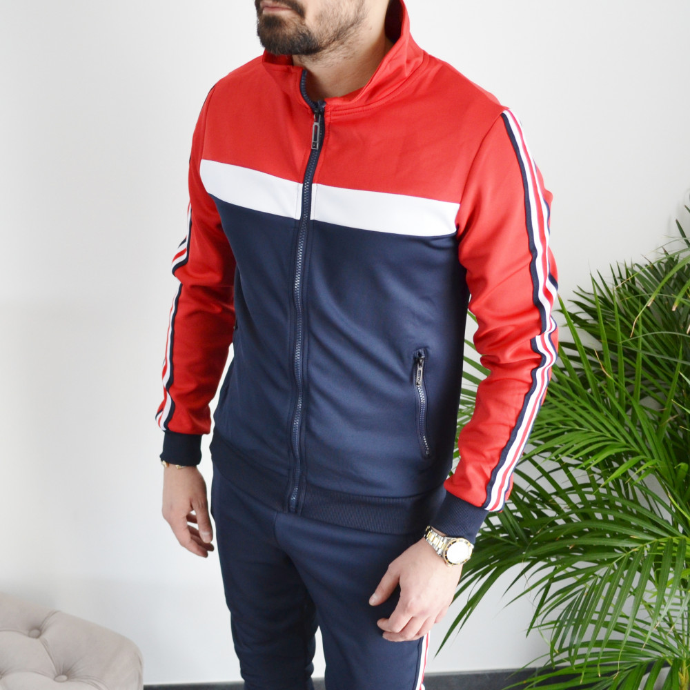 Ensemble jogging homme slim bleu bi-colors