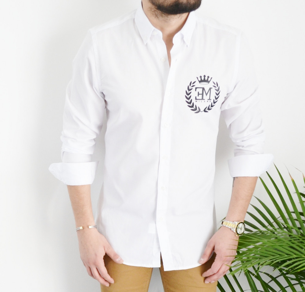 chemise homme blanche slim col boutons Emporio Milano