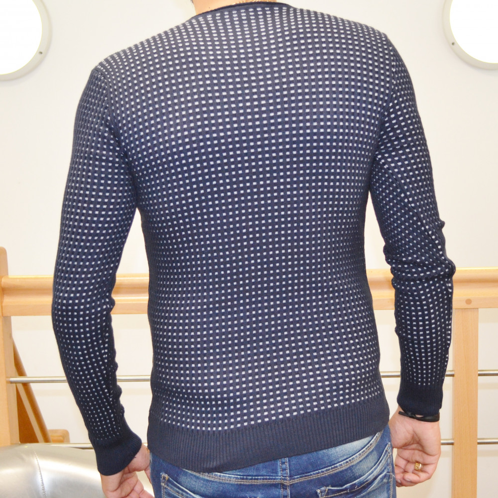 Pull homme bleu marine