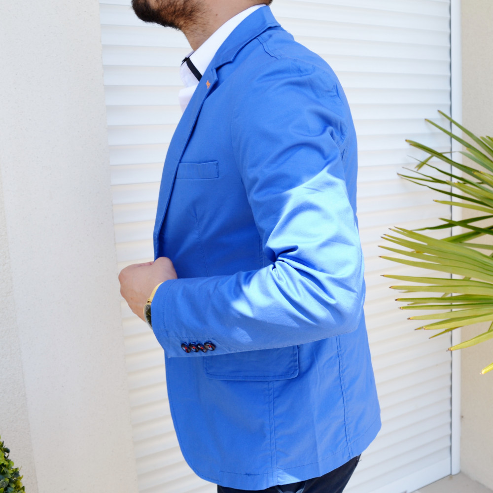 Veste slim bleu électrique