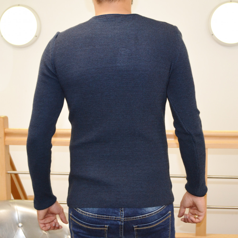 Pull homme bleu marine