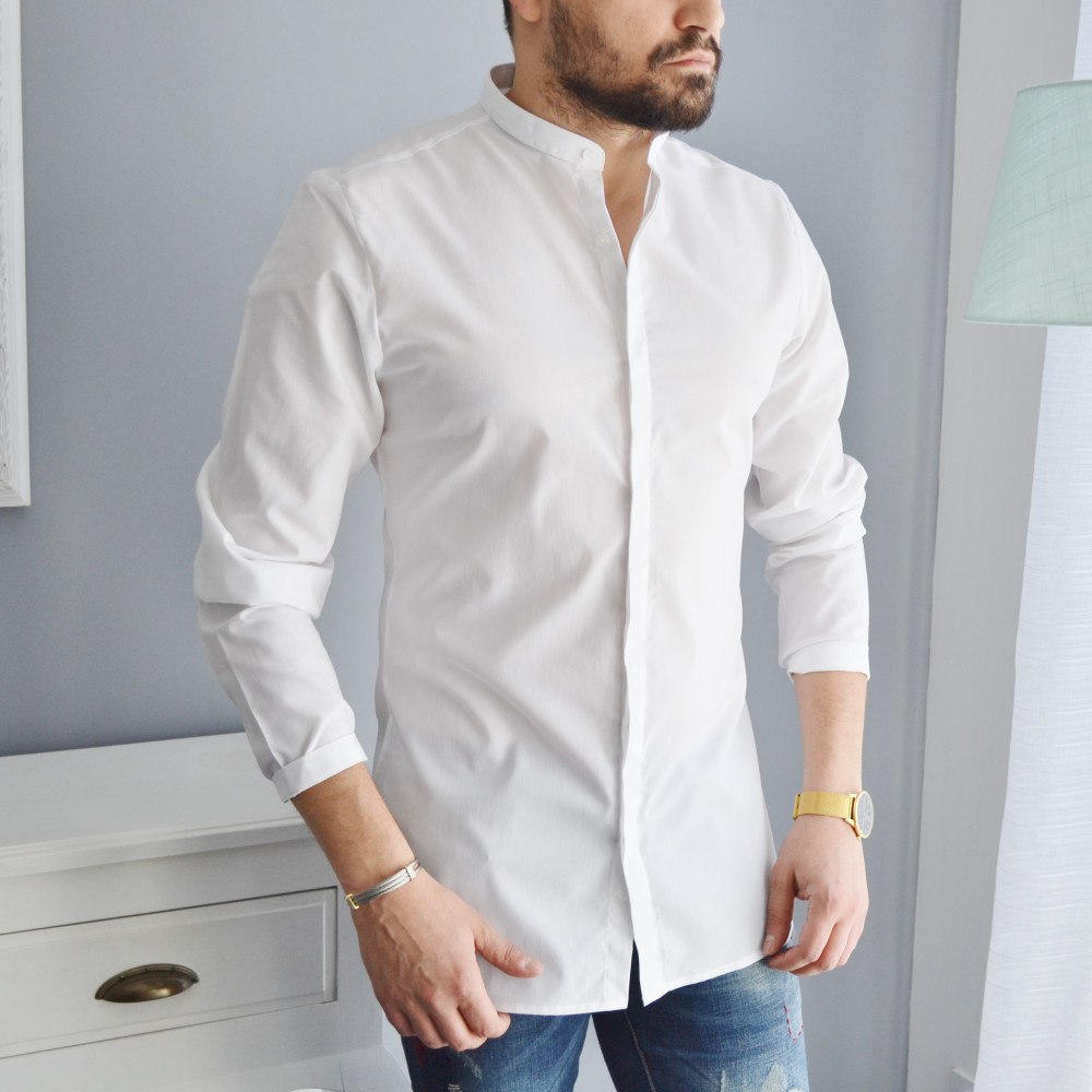 Chemise homme blanche col mao