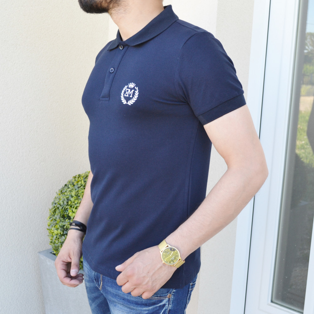 Polo slim bleu Emporio Milano