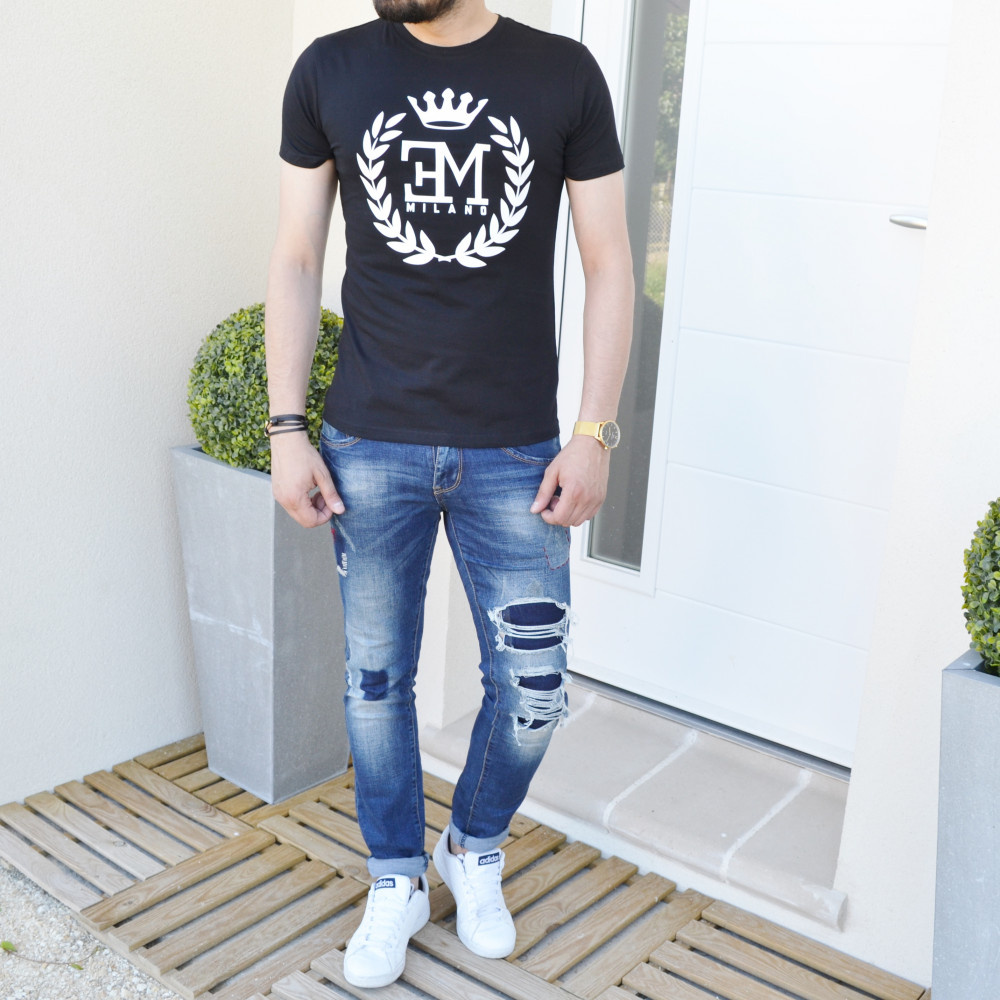 T-shirt noir Emporio Milano grand logo