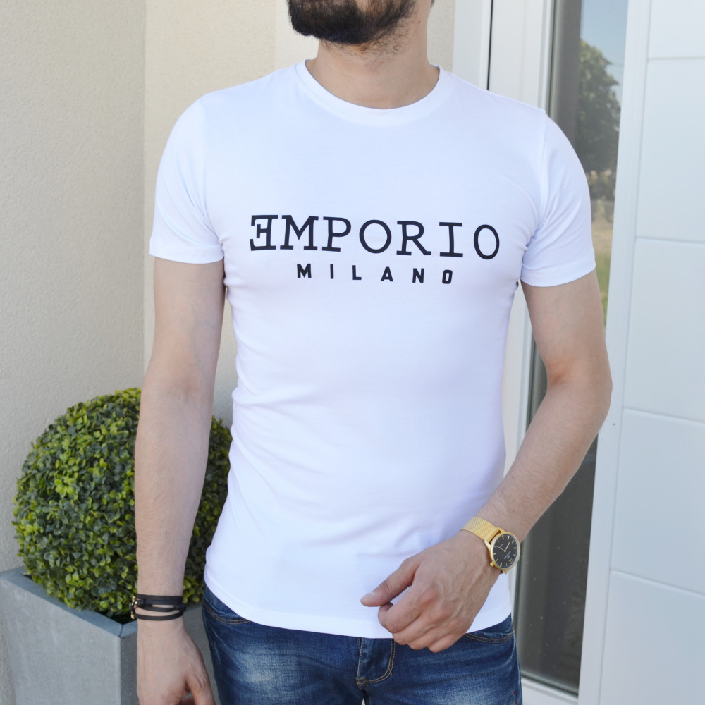 T-shirt slim blanc Emporio Milano