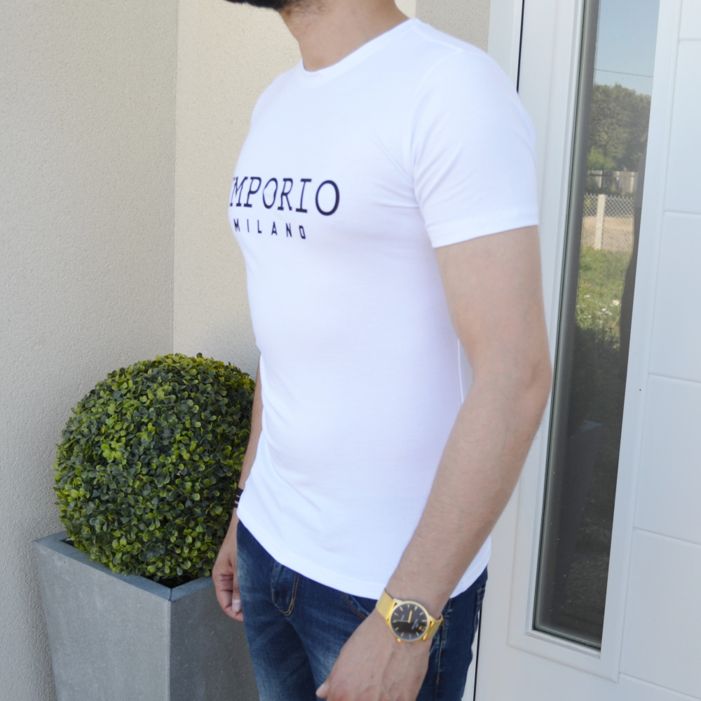 T-shirt slim blanc Emporio Milano