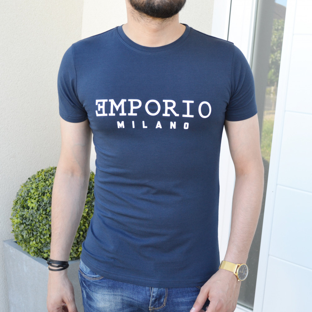 T-shirt slim bleu Emporio Milano