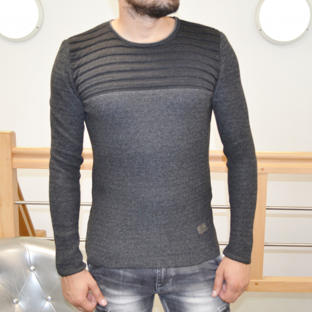 Pull homme gris foncé