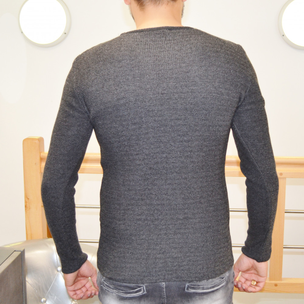 Pull homme gris foncé