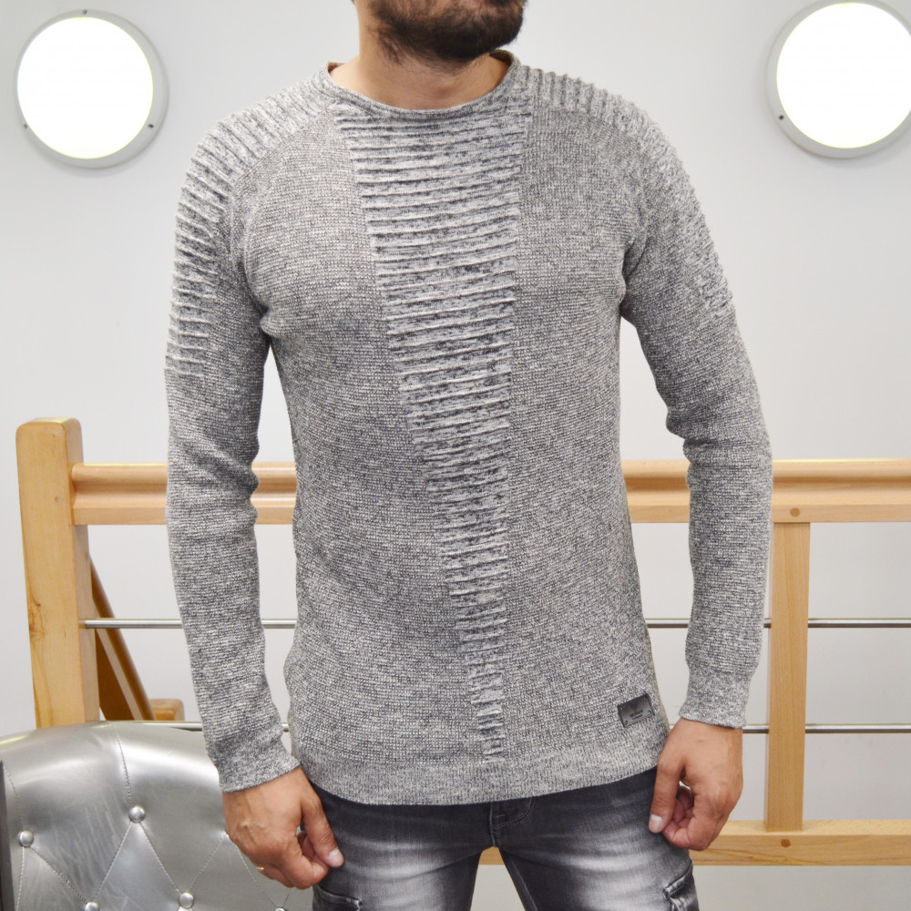 Pull homme noir chiné