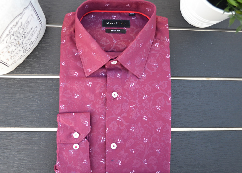 Chemise rouge slim motifs abeille