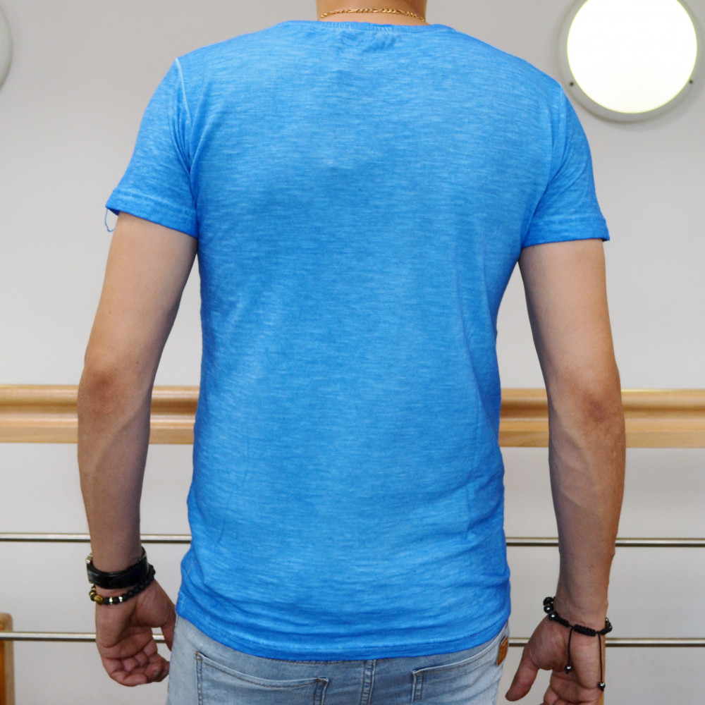 T-shirt homme bleu imprimé femme bandana