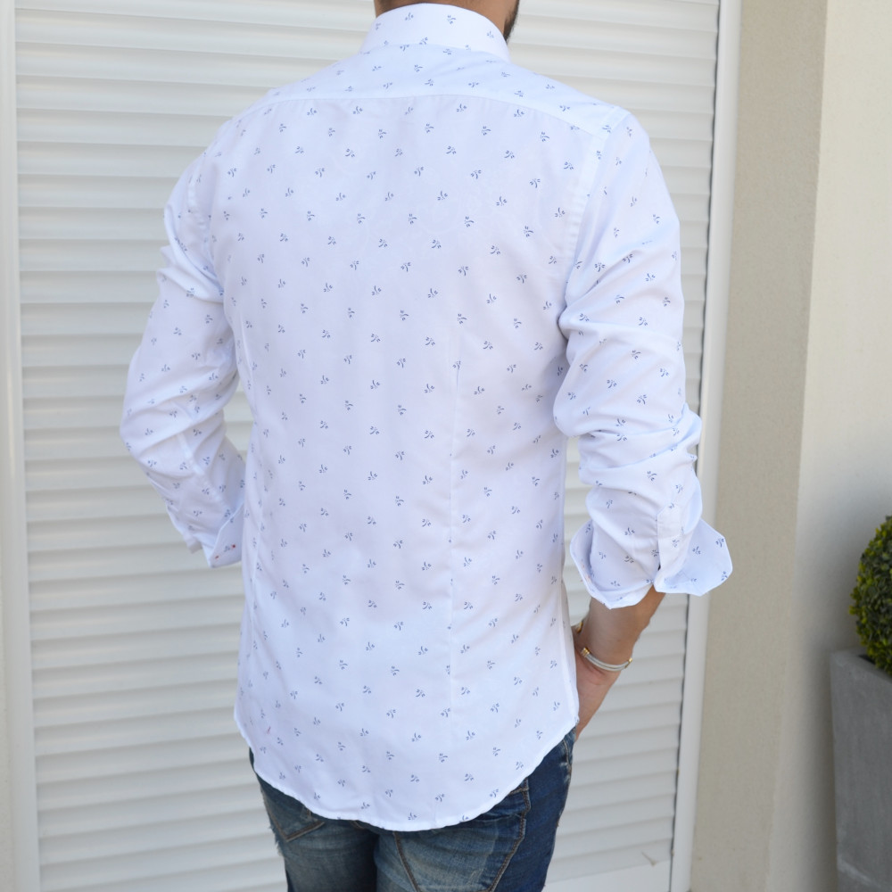 Chemise blanche slim avec imprimé abeille