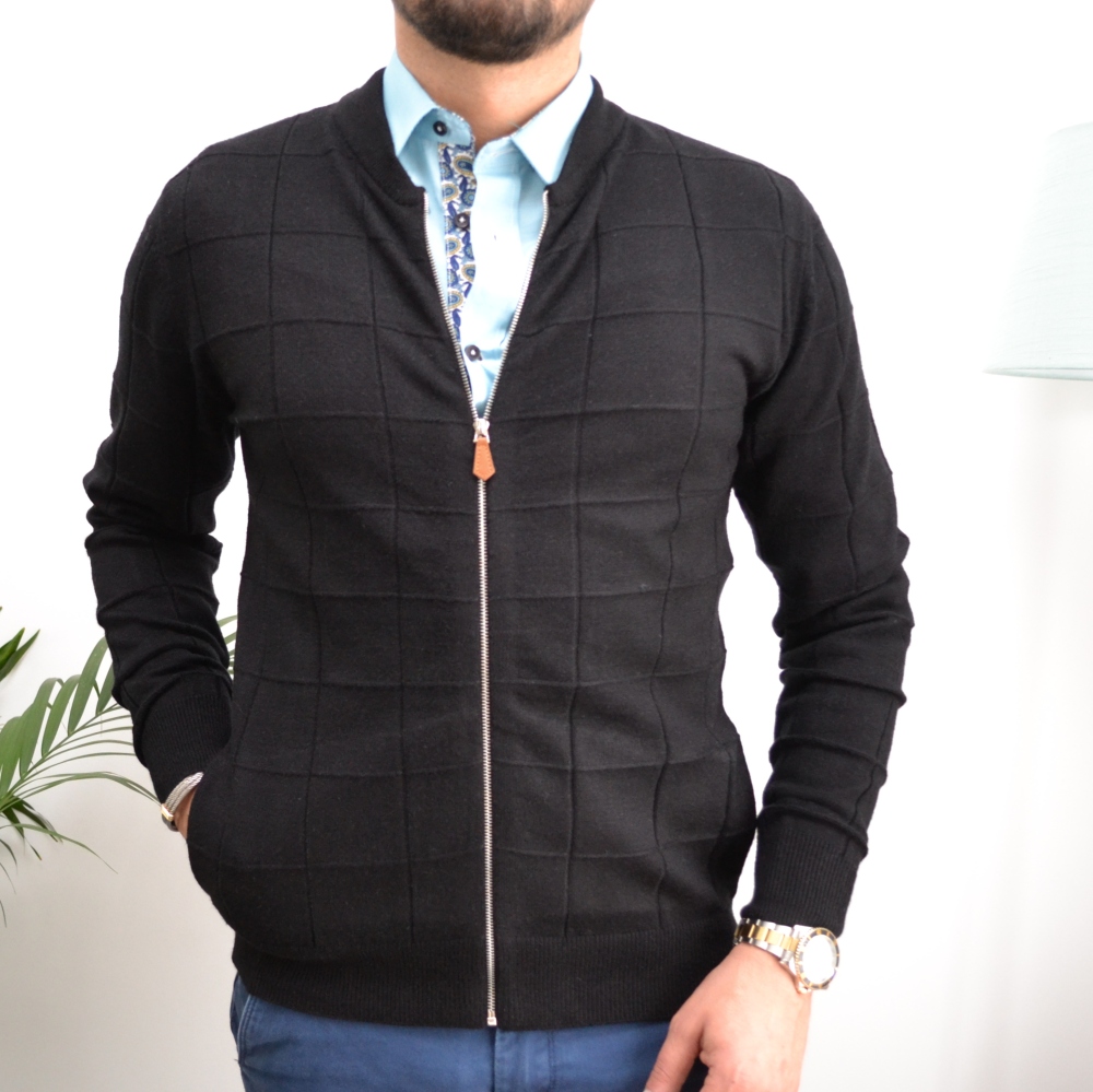 Gilet homme noir chic col teddy