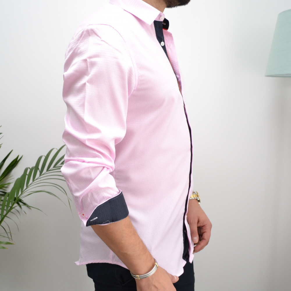 chemise homme rose slim vichy ton sur ton