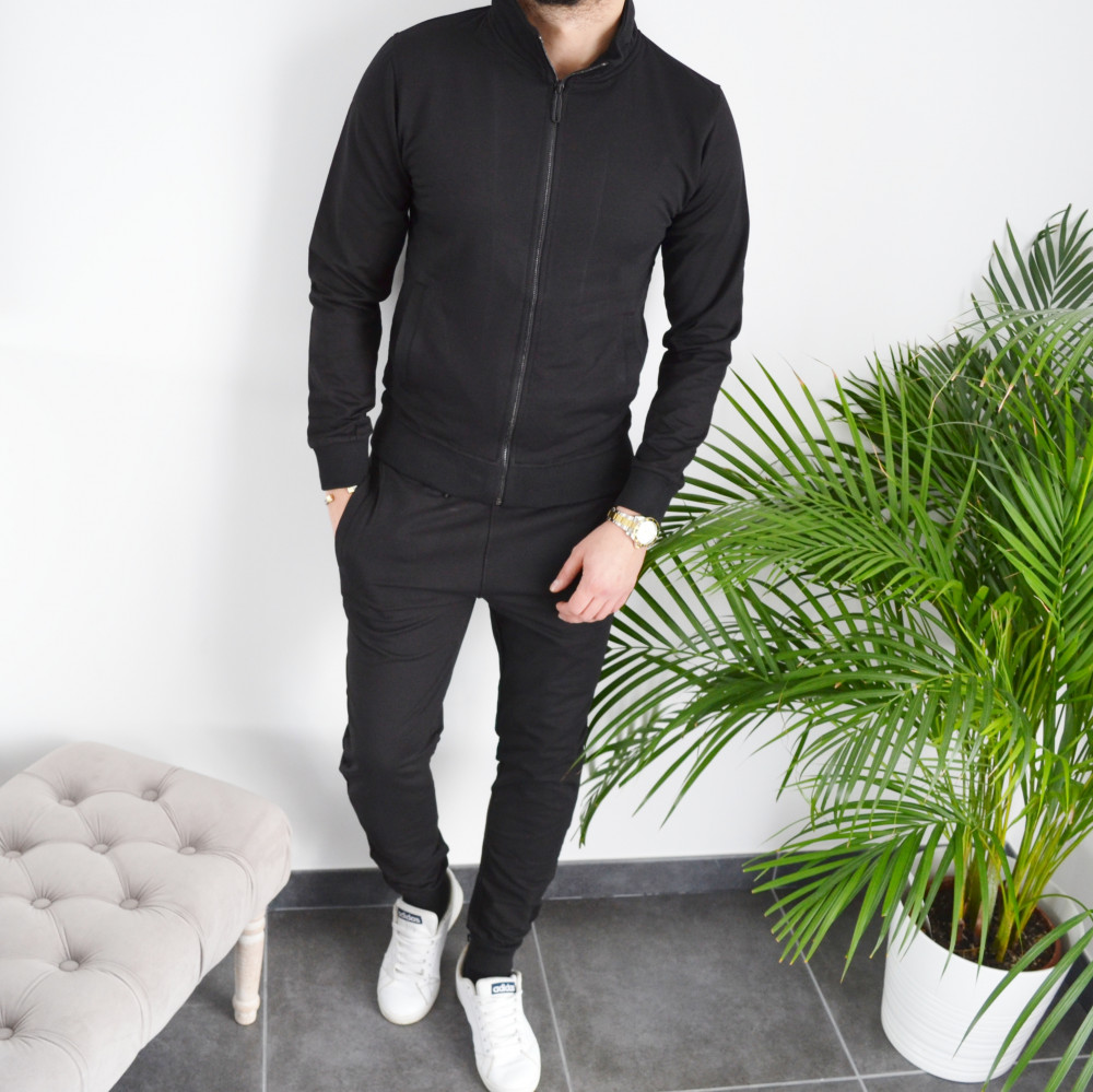 Ensemble de survêtement homme basic noir slim