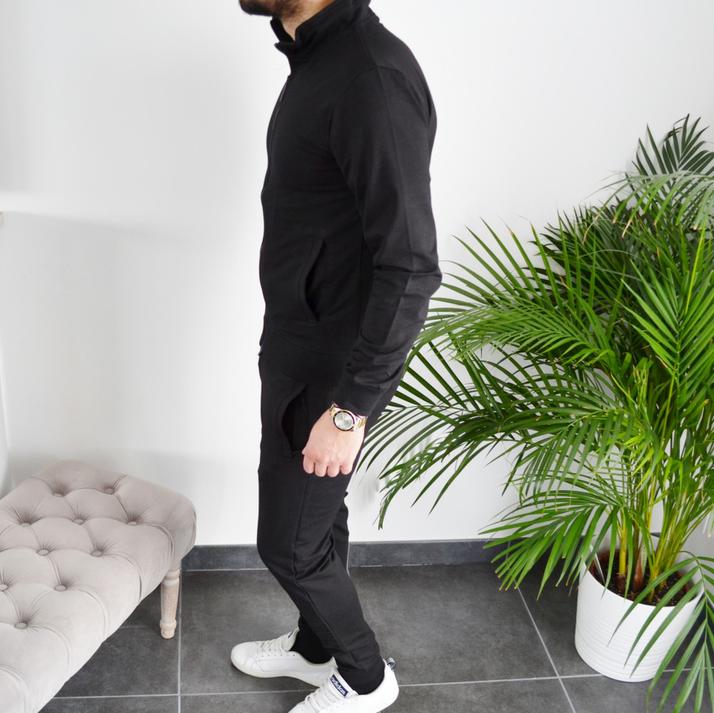 Ensemble de survêtement homme basic noir slim