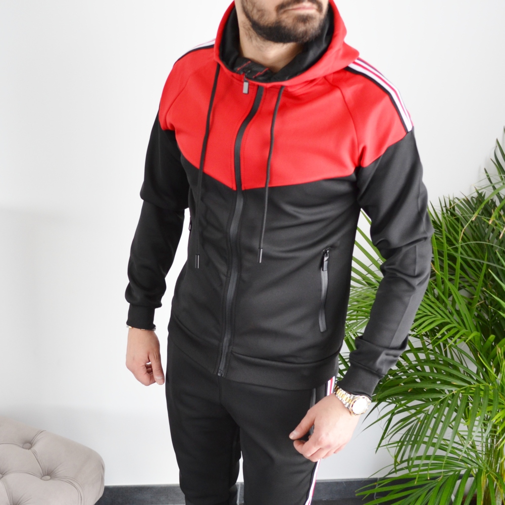 Ensemble jogging homme slim noir bi-colors