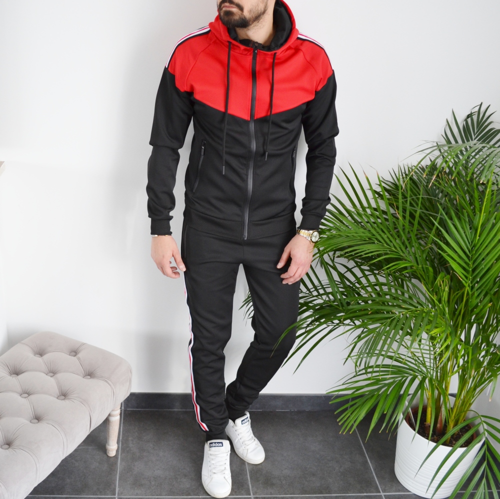 Ensemble jogging homme slim noir bi-colors