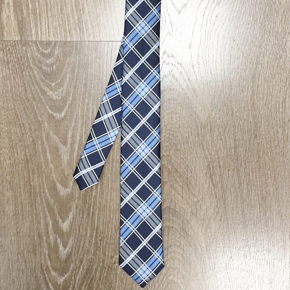 Cravate tartan bleu