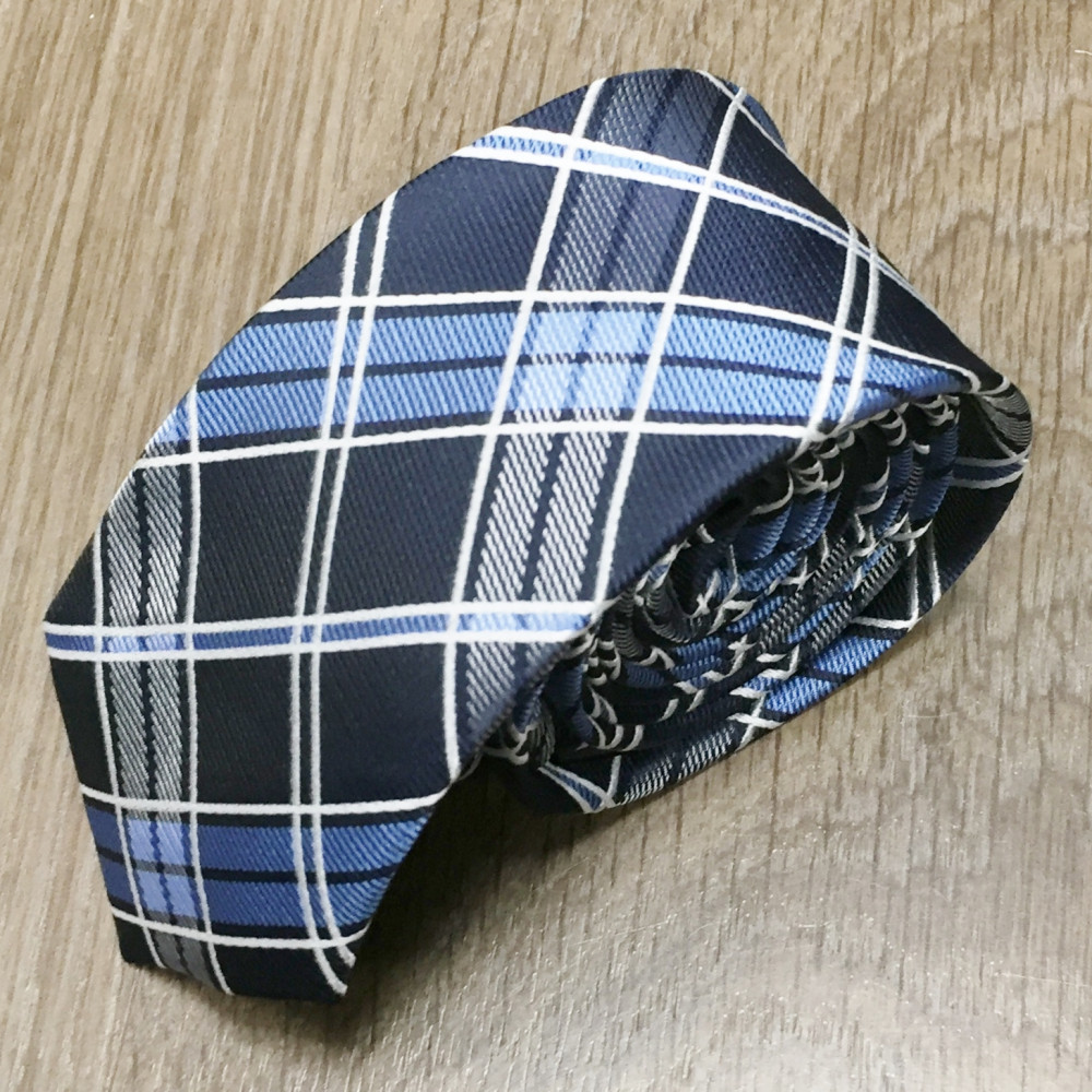 Cravate tartan bleu