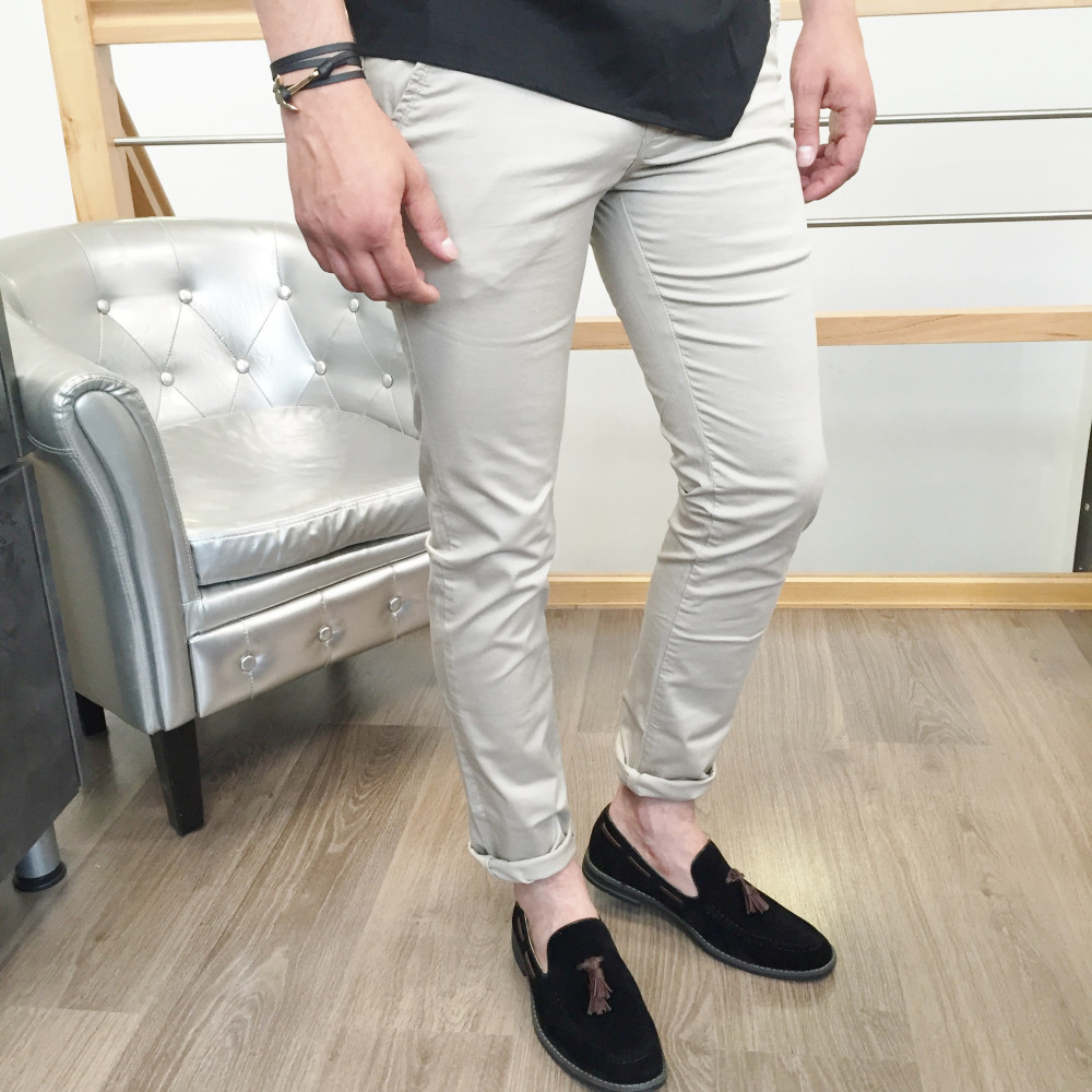 Pantalon chino beige slim