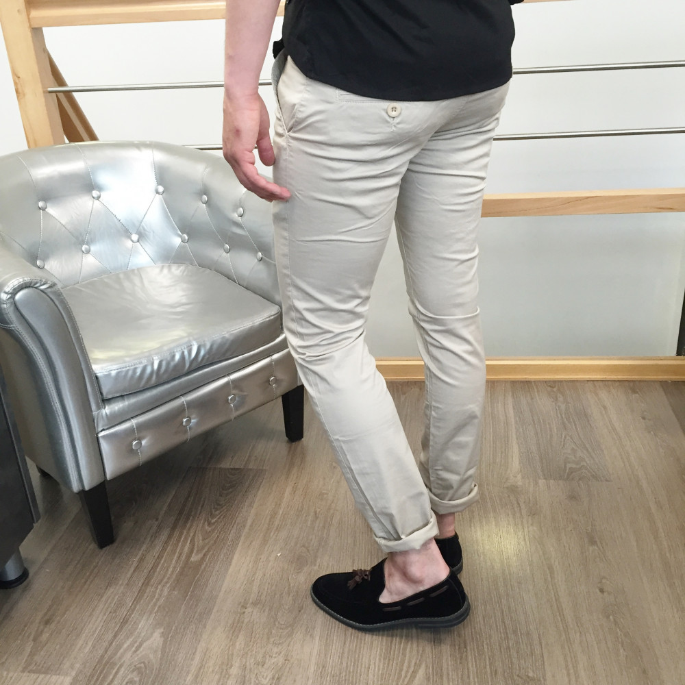 Pantalon chino beige slim