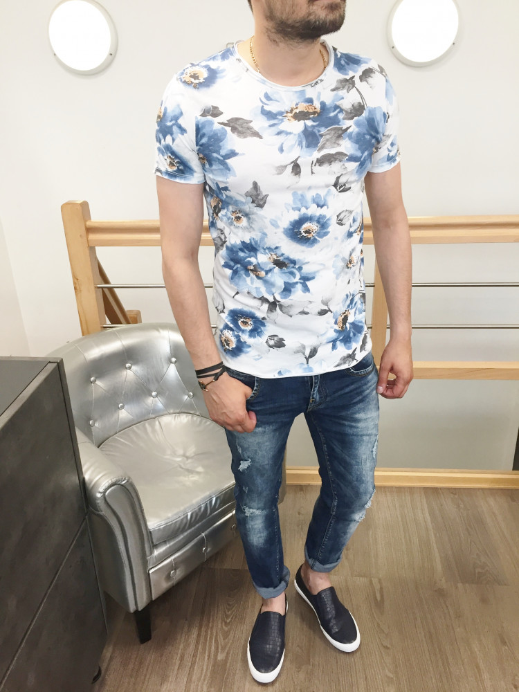 T-shirt homme à fleurs