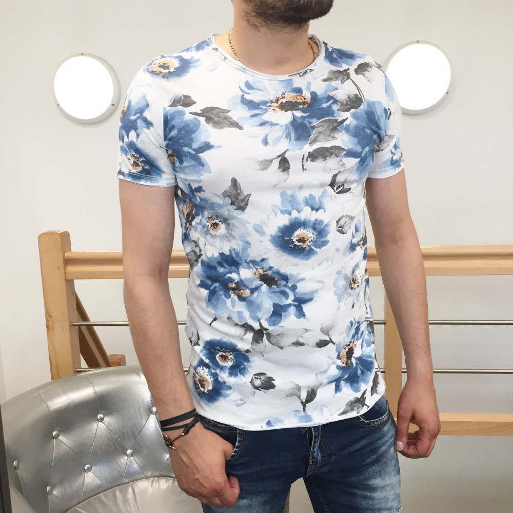 T-shirt homme à fleurs