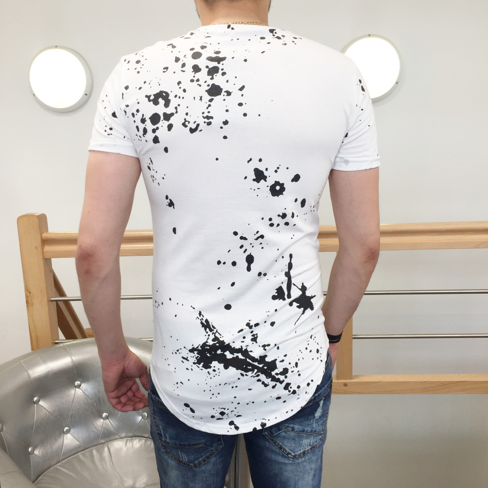 T-shirt homme à patchs blanc